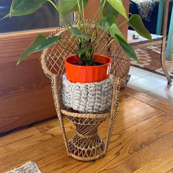 Accents Vintage Wicker Bamboo Boho Plant Stand Chair Poshmark